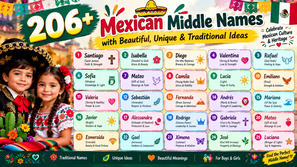 206+ Mexican Middle Names with Beautiful, Unique & Traditional Ideas