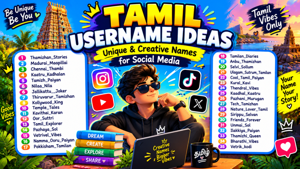 Tamil Username Ideas with creative names for social media.