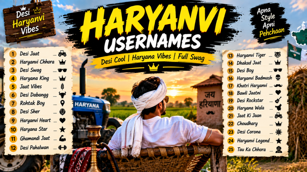 Haryanvi Usernames with 25 cool, desi, and stylish username ideas