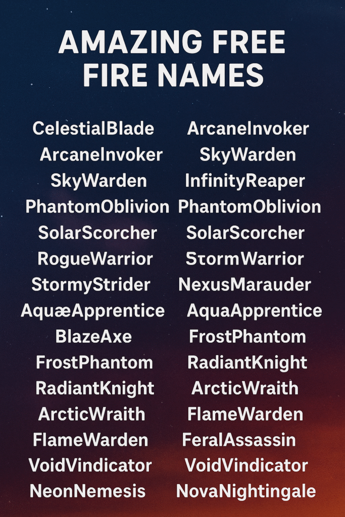 800+ Amazing Free Fire Names