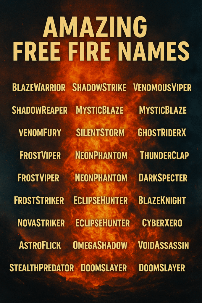 800+ Amazing Free Fire Names