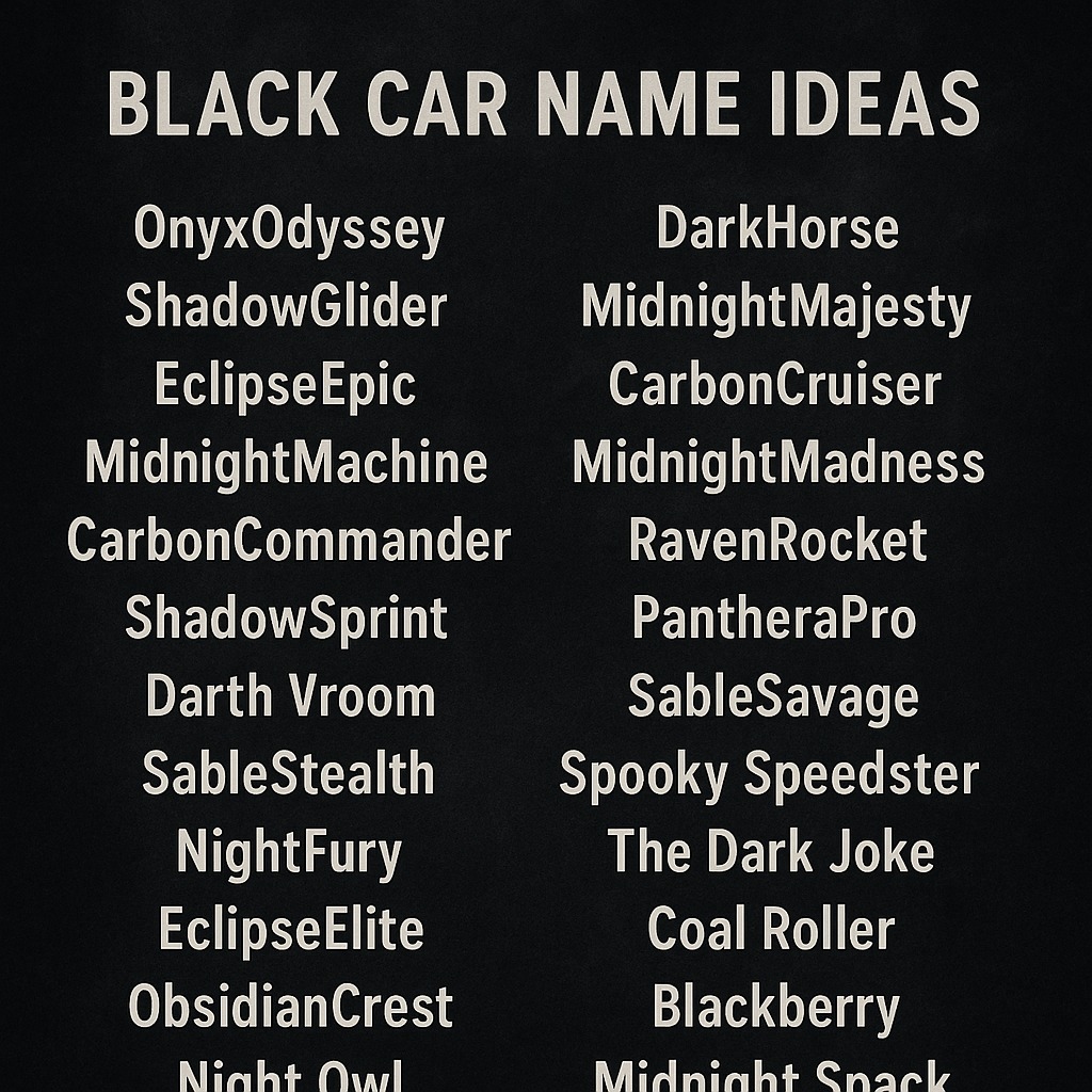 1220+ Black Car Name Ideas 2025