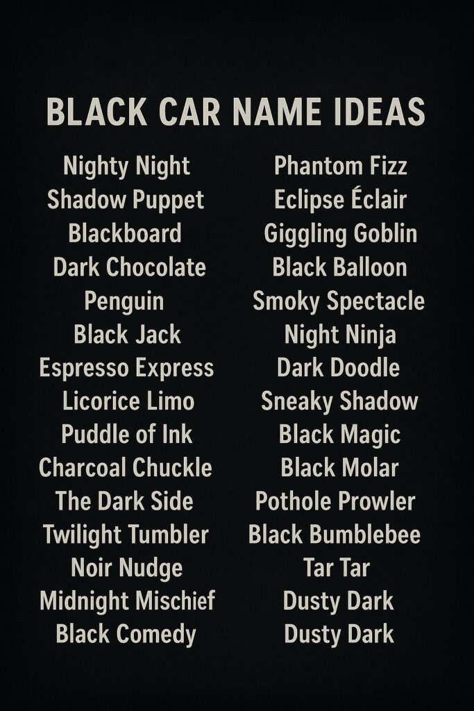 1220+ Black Car Name Ideas 2025