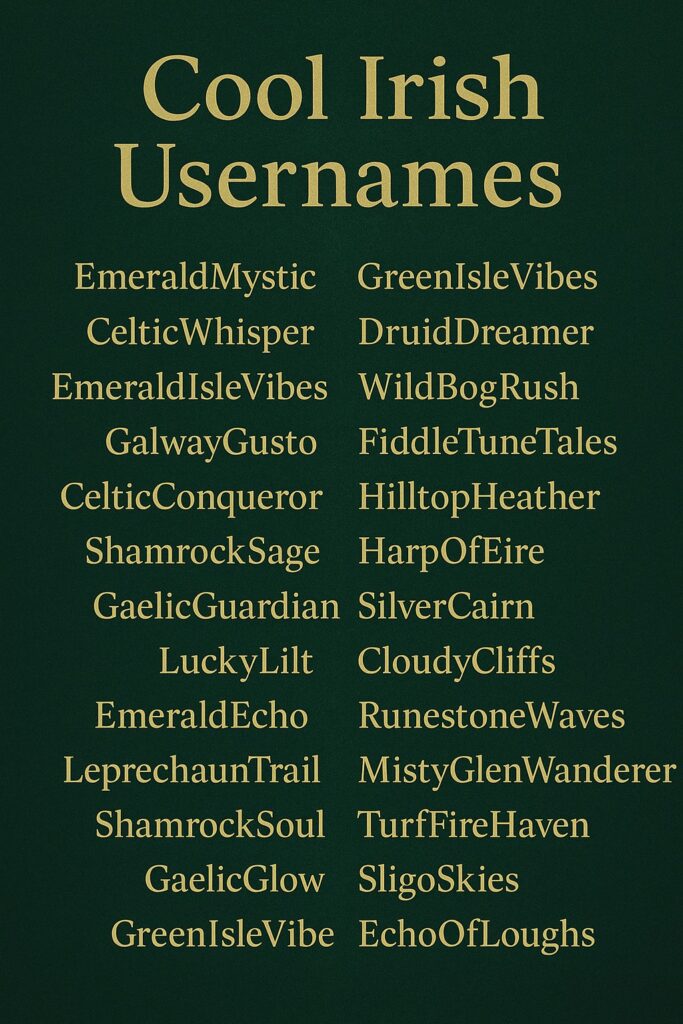 Discover 700+ Cool Irish Usernames (Myth & Legends) 2025