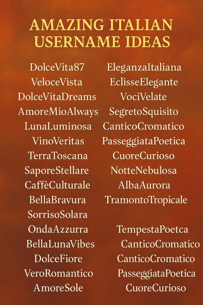 600+ Amazing Italian Username Ideas 2025