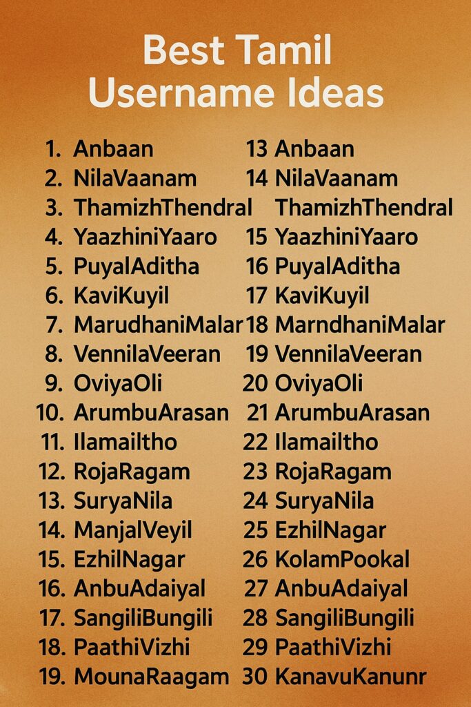 350+ Best Tamil Username Ideas 2025