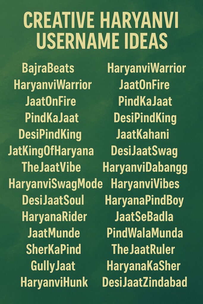 500+ Creative Haryanvi Username Ideas 2025
