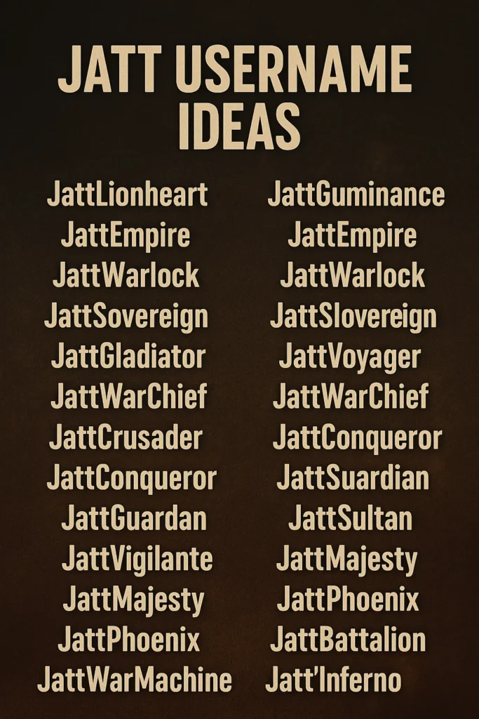 466+ Best Jatt Usernames Ideas