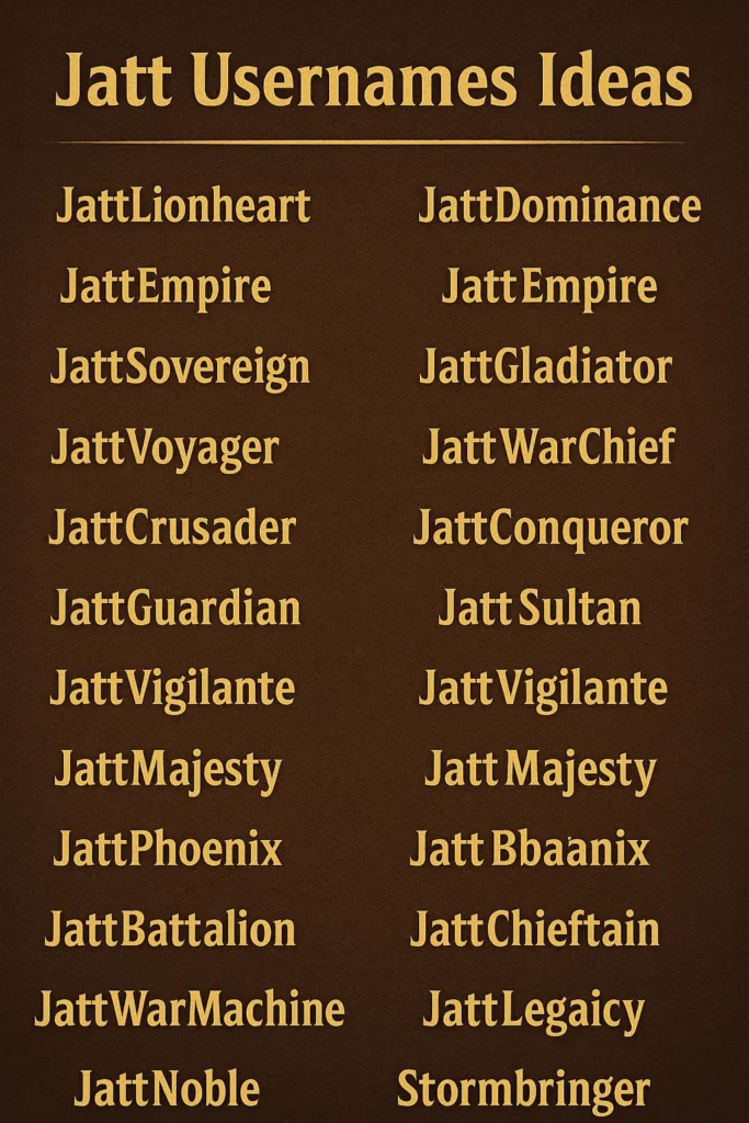 466+ Best Jatt Usernames Ideas