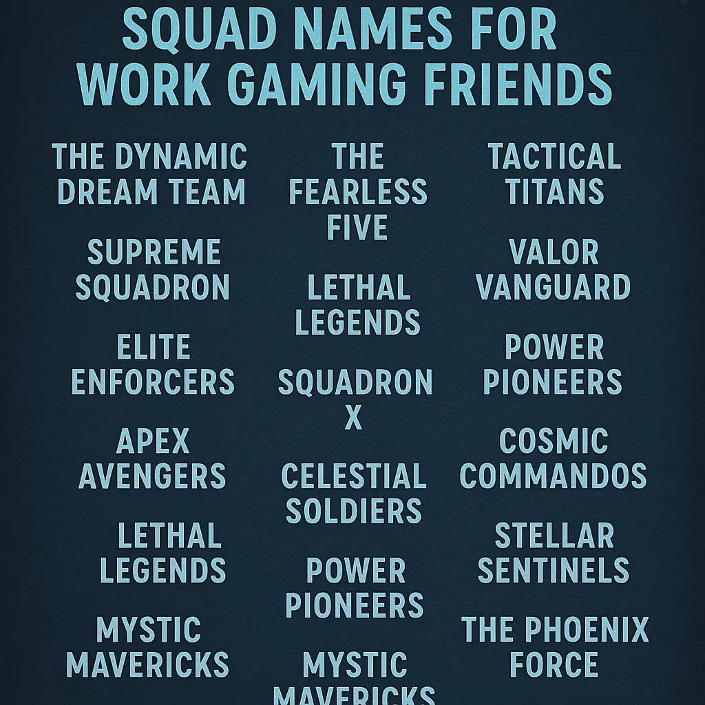 600+ Squad Names for Work Gaming Friends
