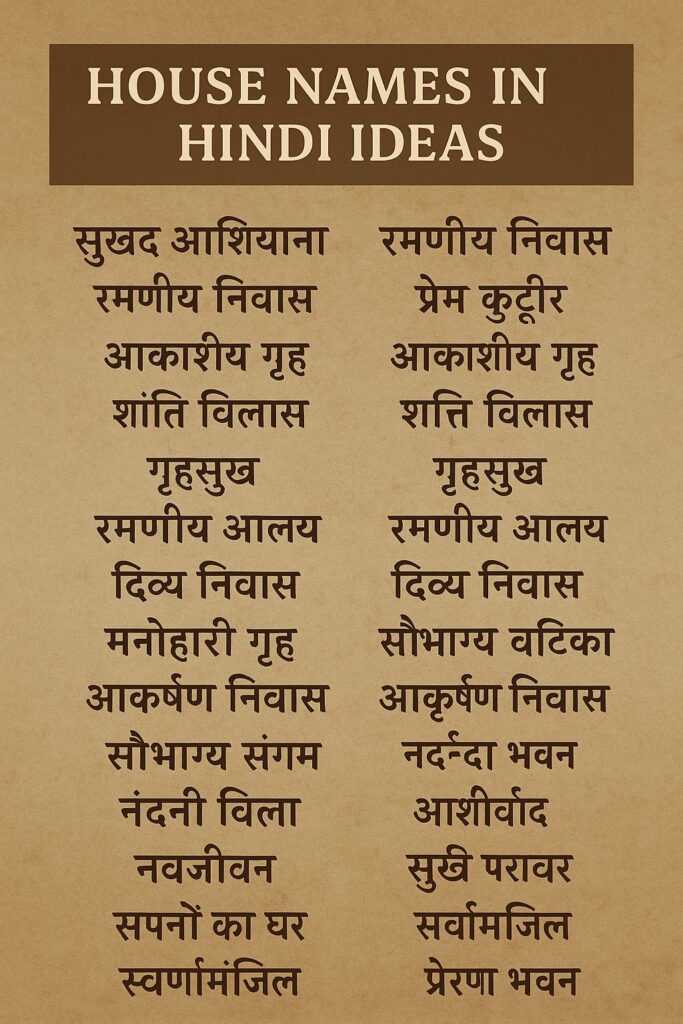 1100+ House Names in Hindi ideas