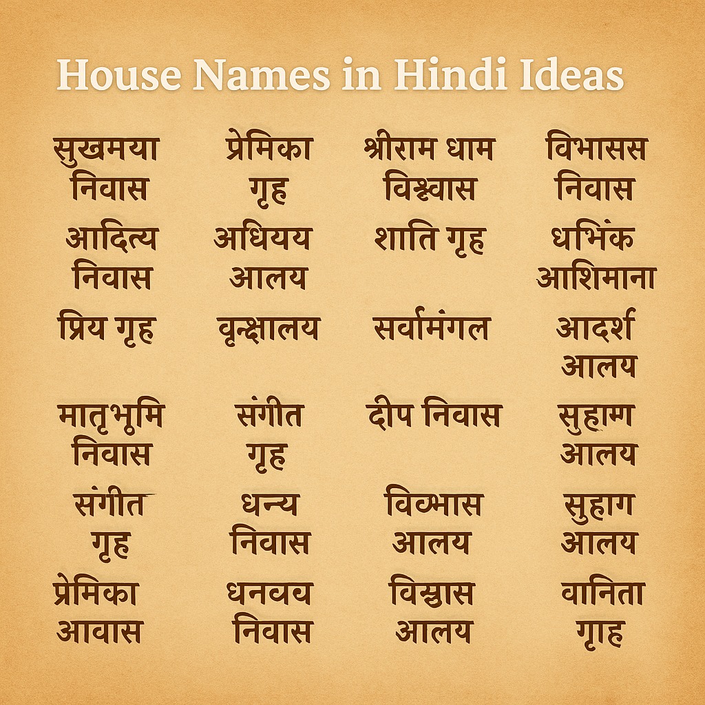 1100+ House Names in Hindi ideas