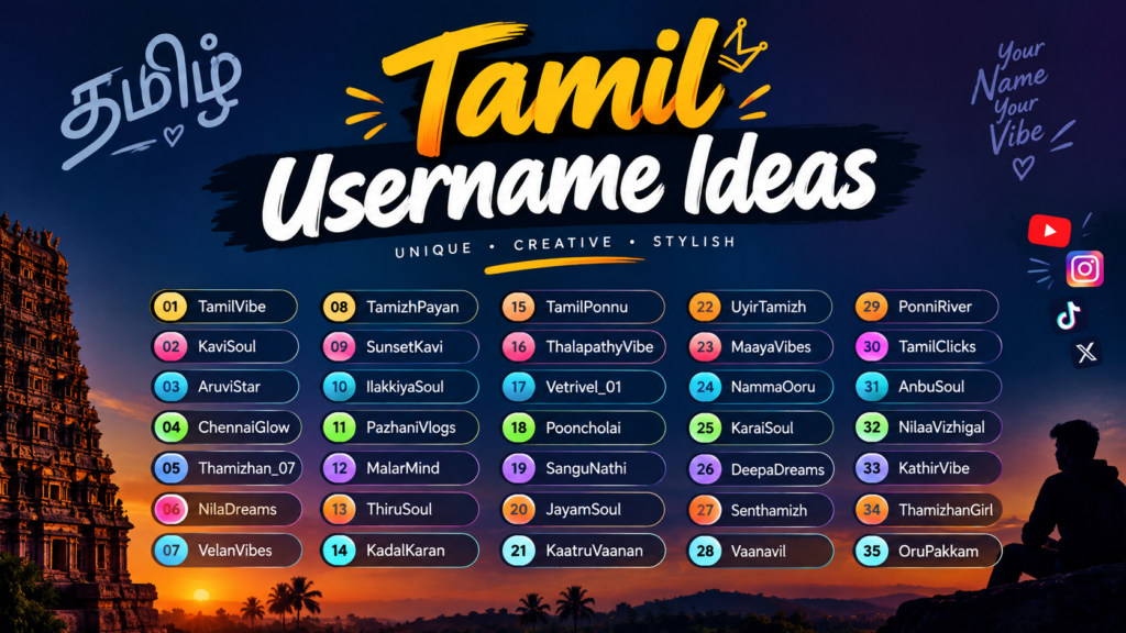Tamil username ideas for social media profiles