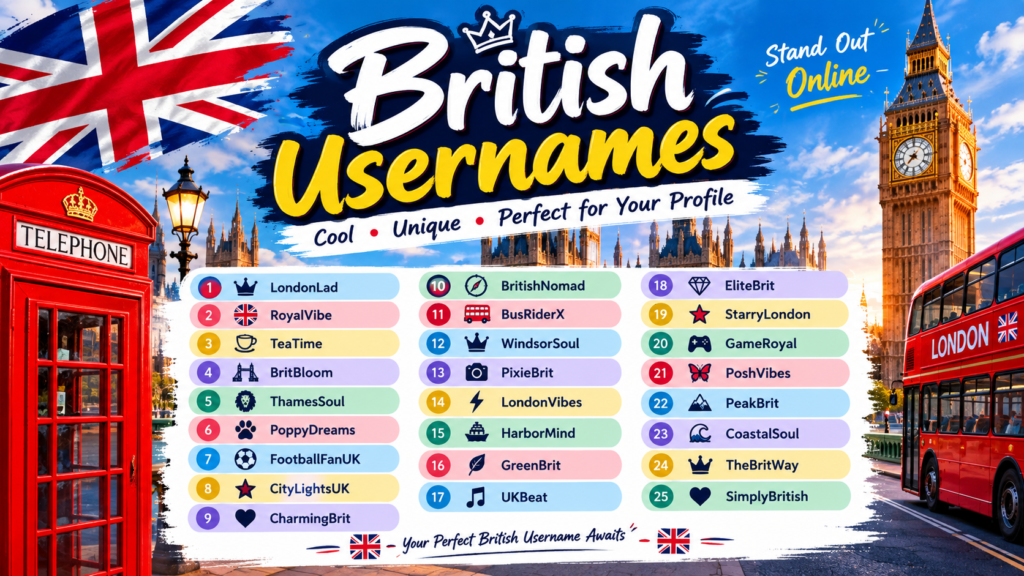 British Usernames for Cool and Unique Profiles