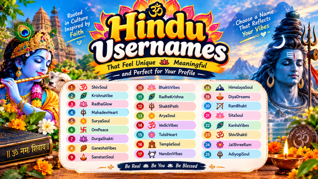 Hindu Usernames for Unique and Meaningful Profiles