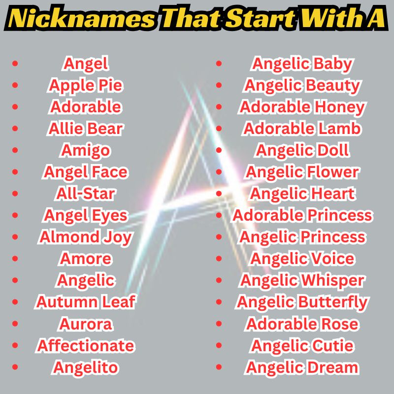 Cute and cool nickname ideas that start with A for all ages