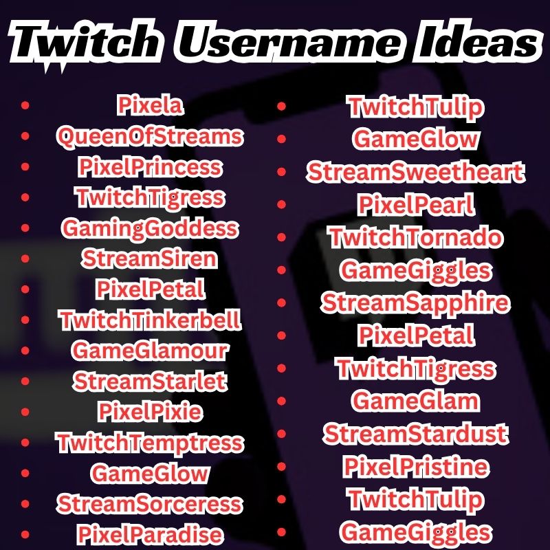 Twitch Username Ideas For Girls