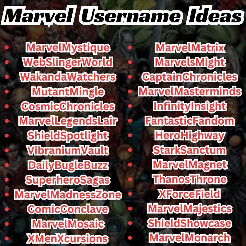 Marvel Fanpage Username Ideas