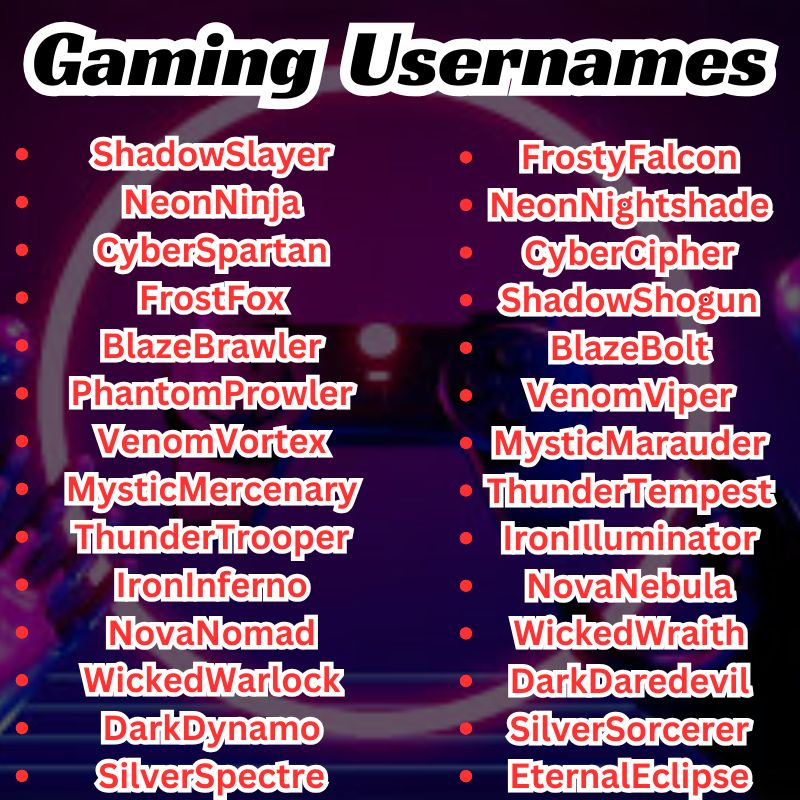 Cool Gaming Usernames