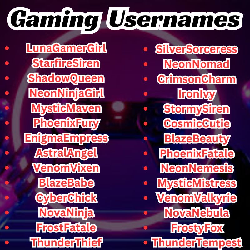 Cool Usernames For Gamer Girl