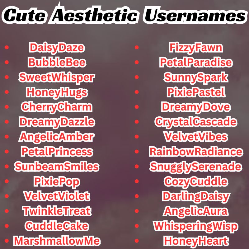 Cute Aesthetic Usernames