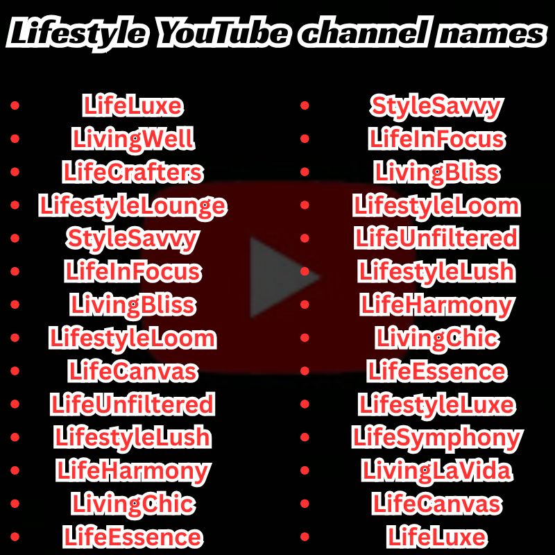 Lifestyle YouTube channel names