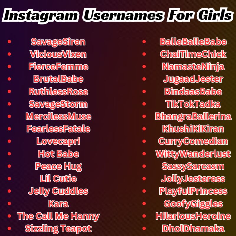 Savage username For Instagram For Girl