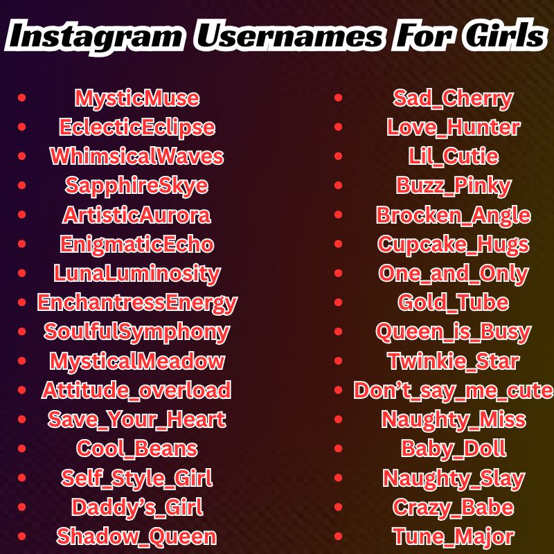 Unique Username For Instagram For Girl