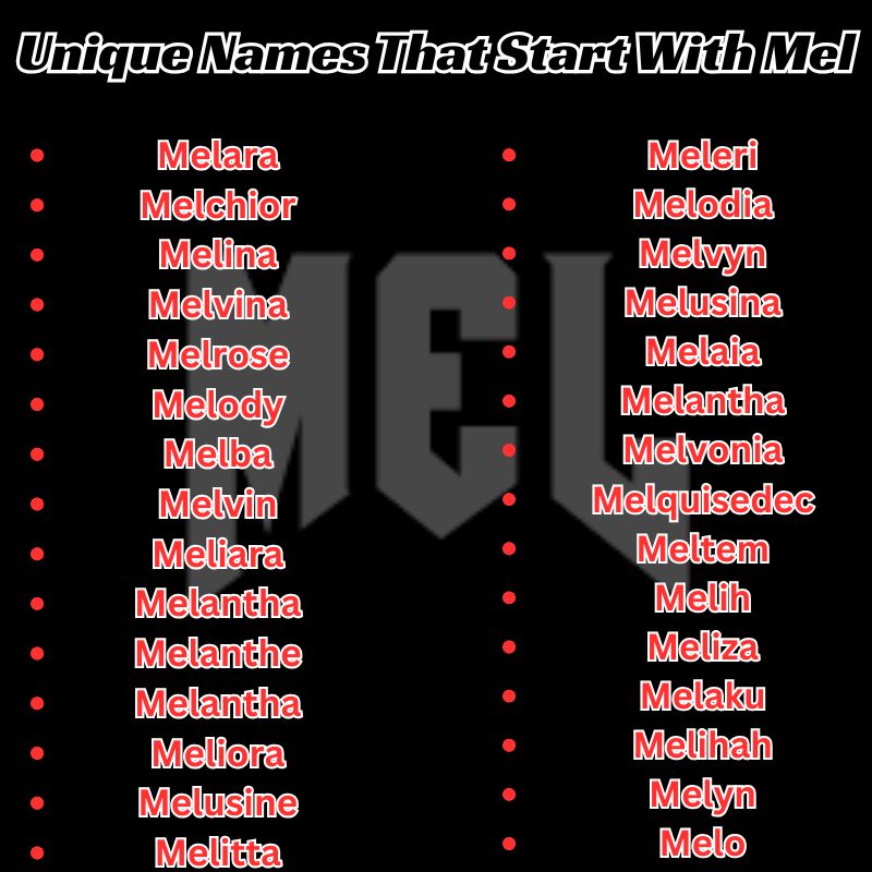 Unique Names That Start With Mel