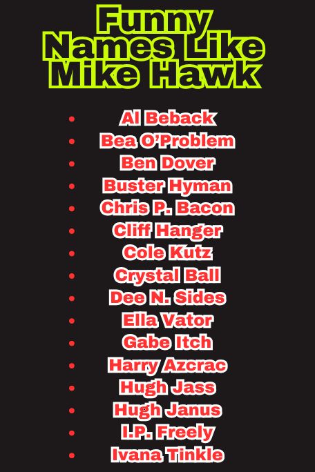 200+ Funny Names Like Mike Hawk