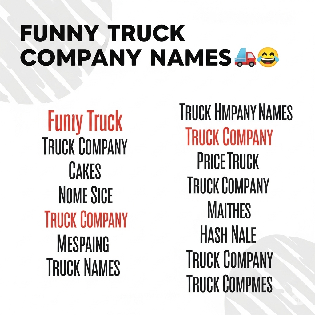 A professional yet playful graphic displaying the article title "Funny Truck Company Names," suggesting a unique approach to branding and business identity in the logistics industry.