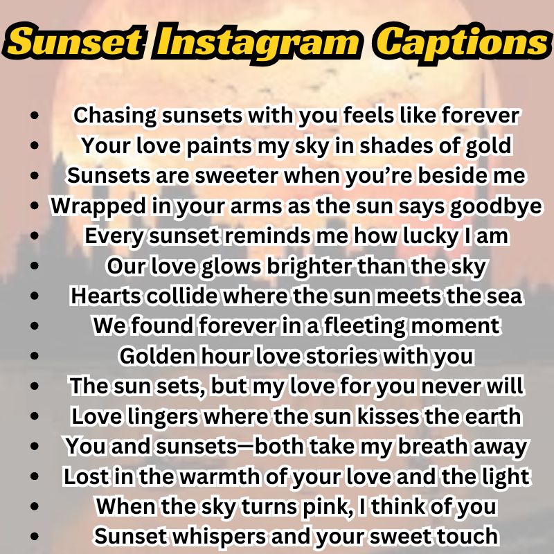 250+ Sunset Instagram Captions for Aesthetic Vibes 2025 250+ Sunset Instagram Captions for Aesthetic Vibes 2025