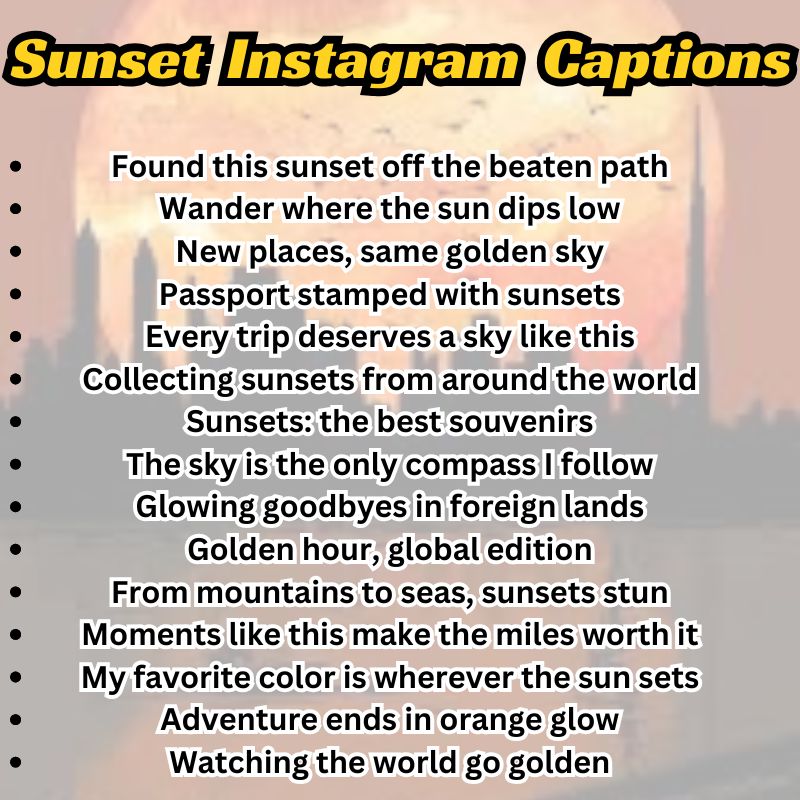 Artistic gradient sky at dusk with trendy social caption suggestions