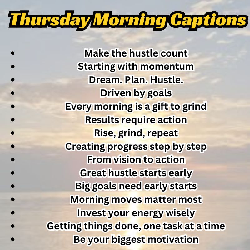 Social media post draft on a smartphone screen with Thursday hashtags and captions