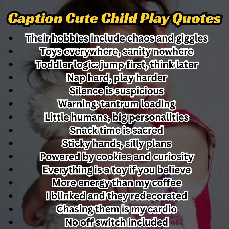 Toddler laughing in a sandbox with a playful quote in soft typography