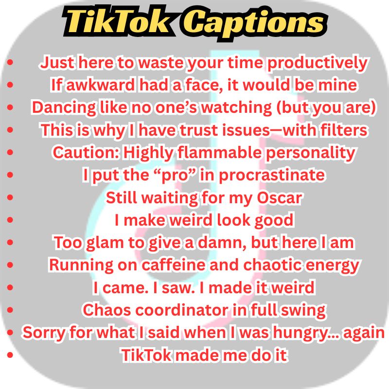 Screen showing trending TikTok captions on a viral video