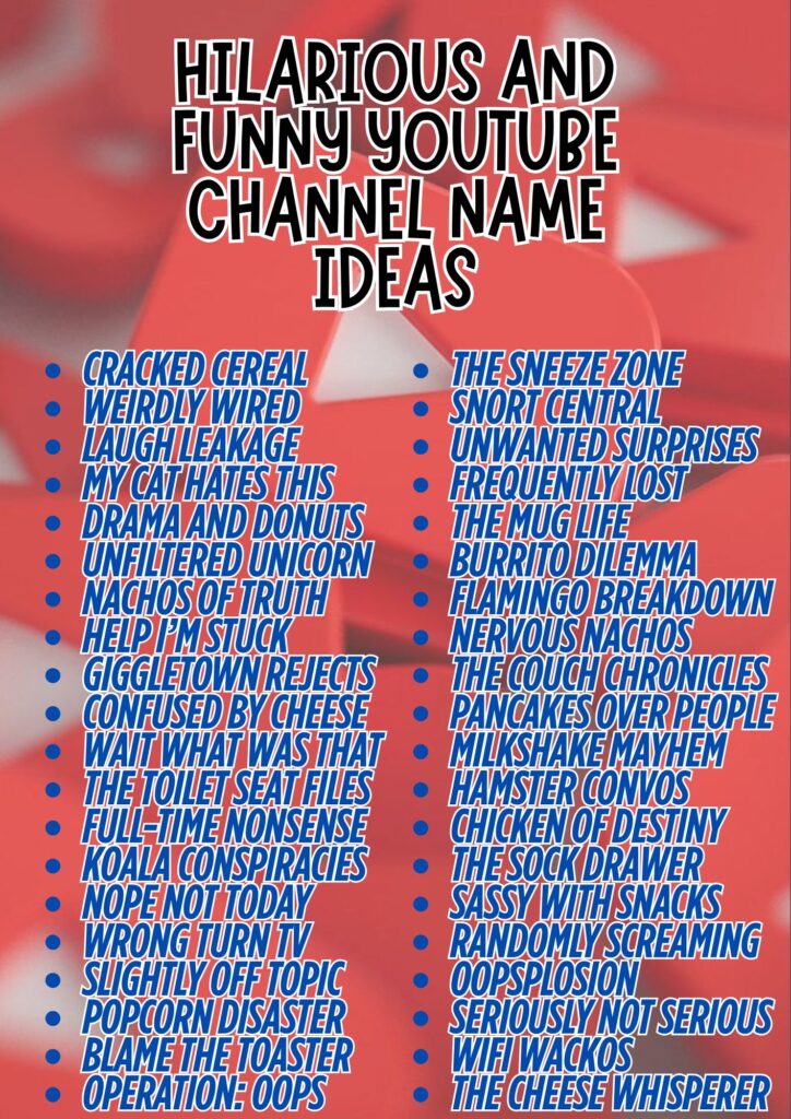 1700+ Hilarious and Funny YouTube Channel Names 2025 1700+ Hilarious and Funny YouTube Channel Names 2025