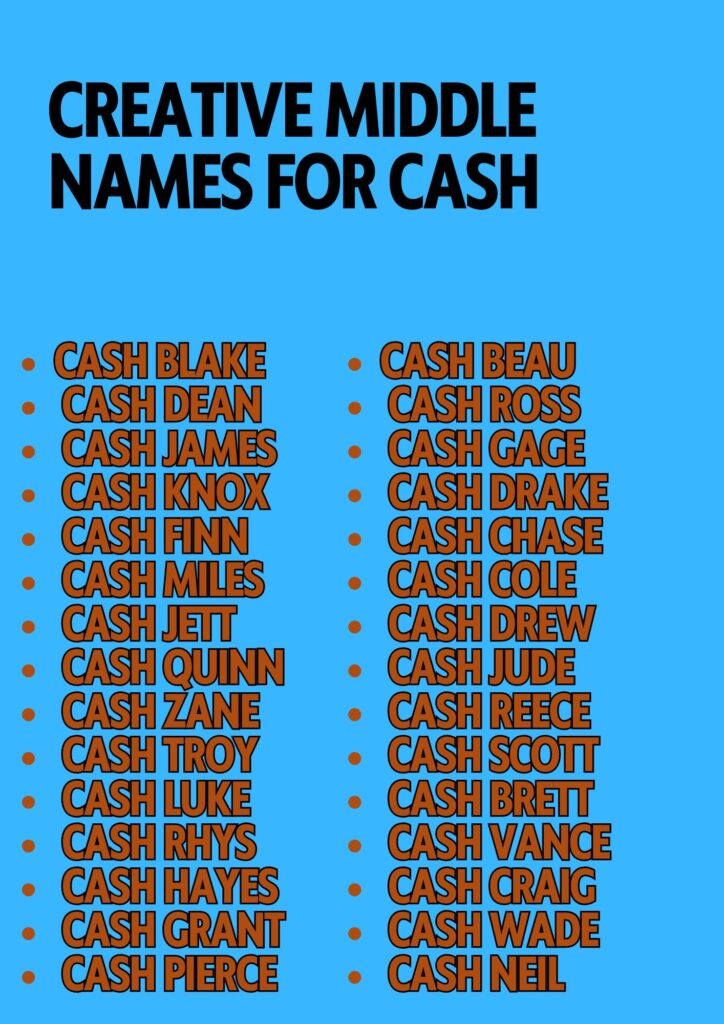 Charming and imaginative middle name choices for Cash to stand out