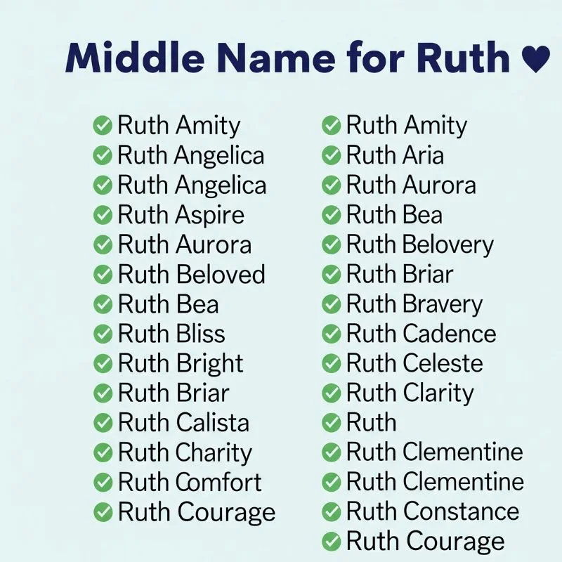 Illustrated name wheel showing different middle names that match with Ruth.