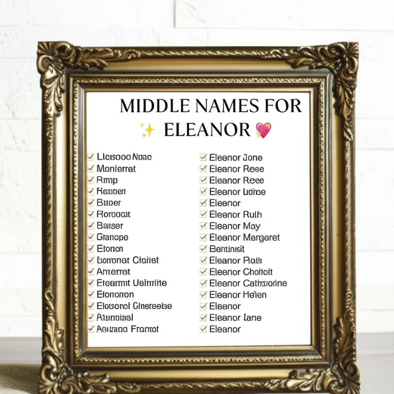 Vintage baby name board featuring charming middle name ideas for Eleanor