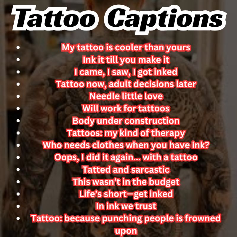 A list of creative tattoo captions for Instagram and social posts