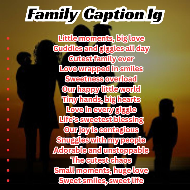 Generations of family members hugging with heartwarming IG text