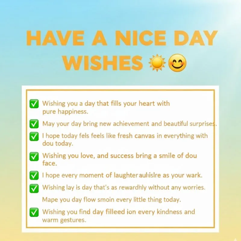 Bright morning sunshine with a cheerful note saying have a nice day wishes.