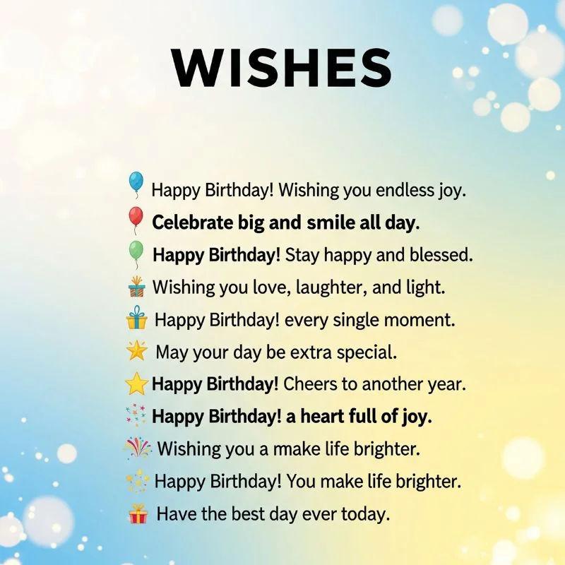 Celebration banner with cheerful colors displaying birthday simple wishes