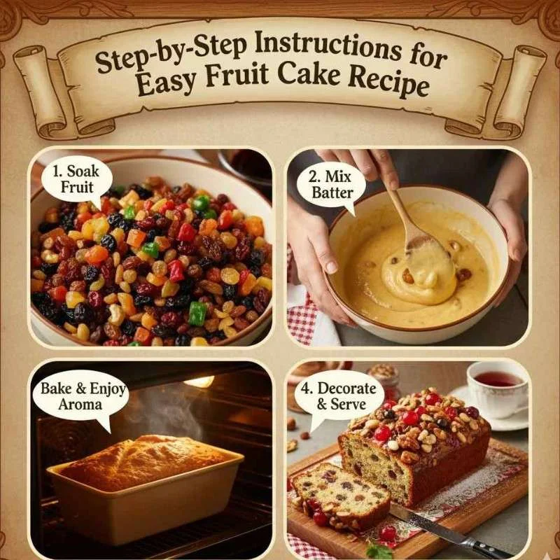 Step-by-Step Instructions for Easy Fruit Cake Recipe