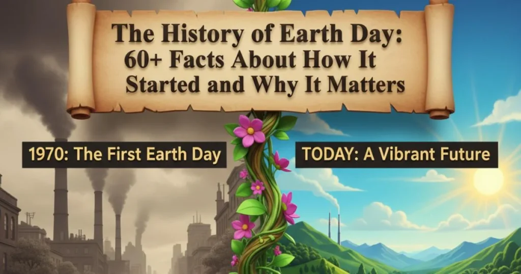 Image showing the Earth Day History, where people join together to plant trees and promote global environmental awareness.
