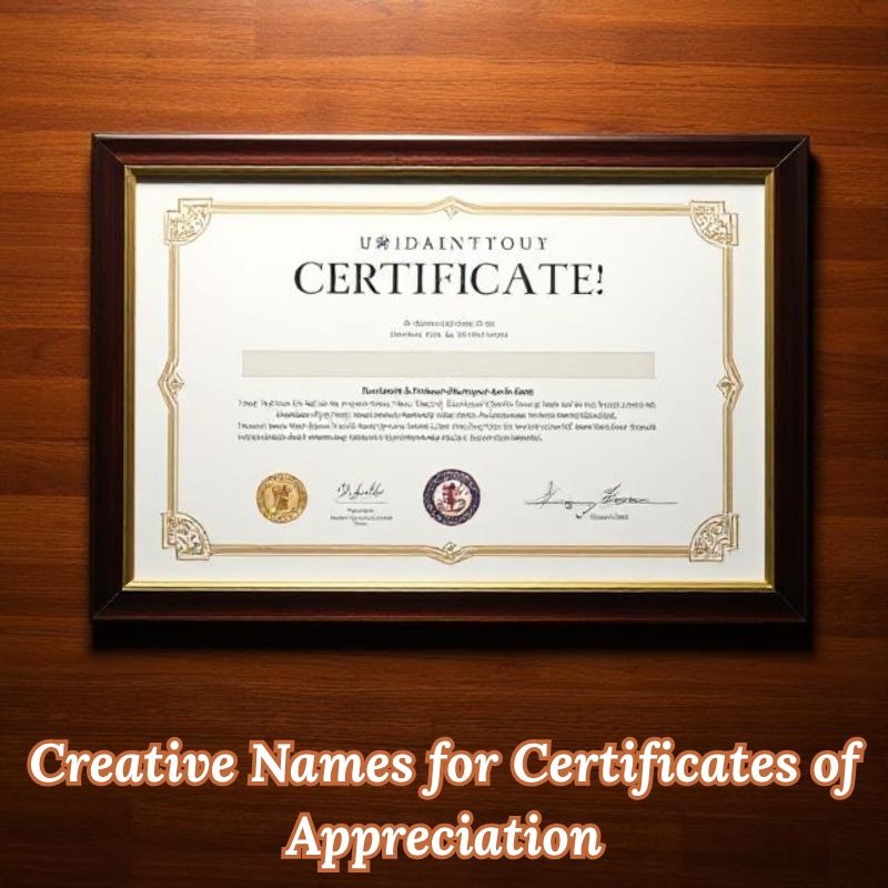 Creative Names for Certificates of Appreciation