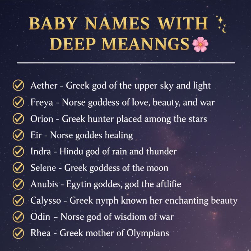 Visual guide showcasing baby names with deep meanings and emotional significance