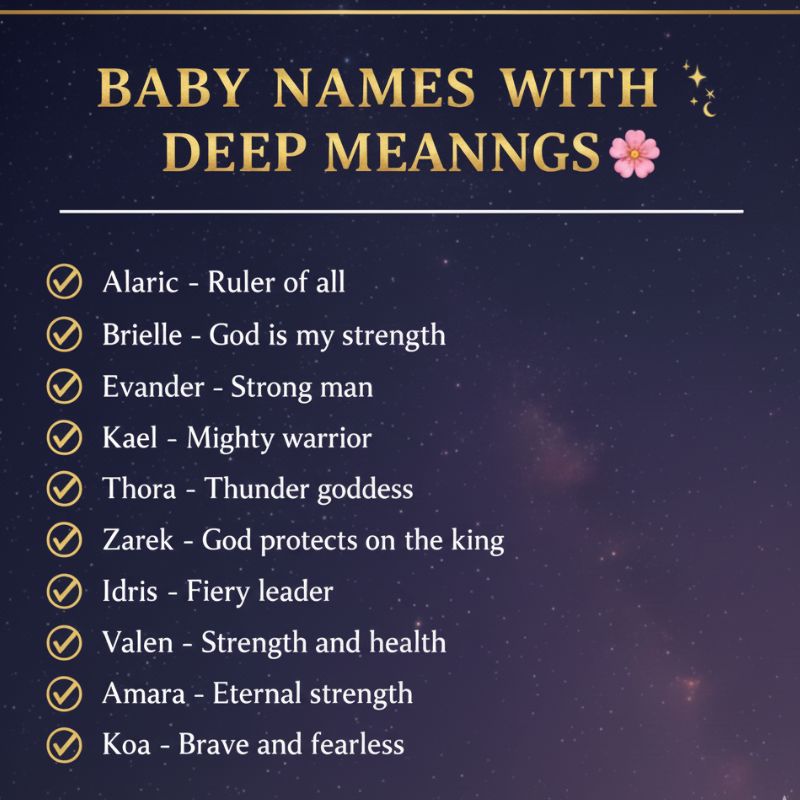 Typography design highlighting baby names with deep meanings for modern parents