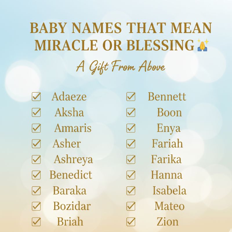 Curated list of baby names that mean miracle or blessing for newborns